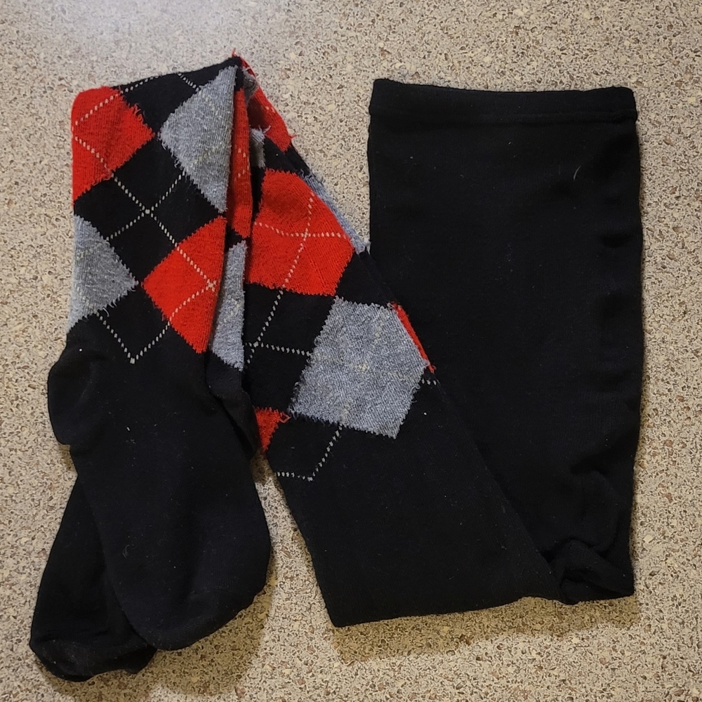 Red, black, and grey Stockings one size